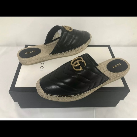 Gucci Marmont Leather GG Espadrille Mules Sz 36.5 EU - Picture 14 of 15